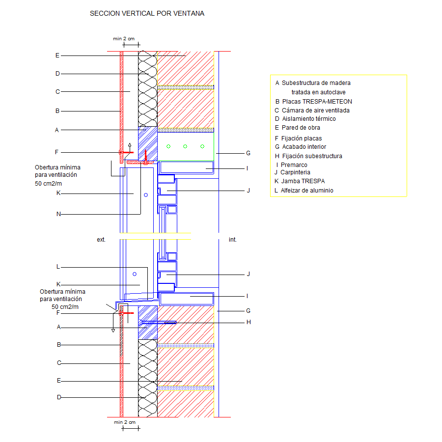 Secció vertical per una finestra (en Espanyol)